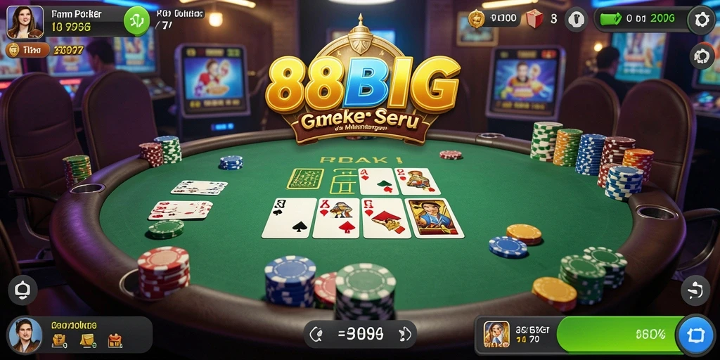 Gameplay Poker yang seru di dalam aplikasi 88BIG.