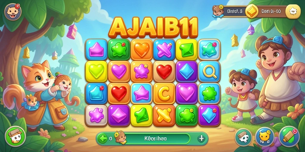 Screenshot menunjukkan aksi mencocokkan permata di AJAIB11.