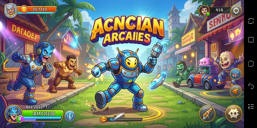 Screenshot menunjukkan aksi seru gameplay Arcade dalam API33.
