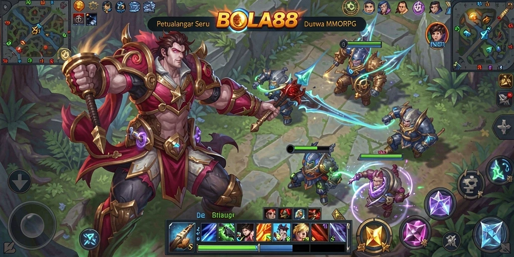 Tangkapan layar gameplay menampilkan pertempuran epik di dunia <strong>BOLA88</strong>.